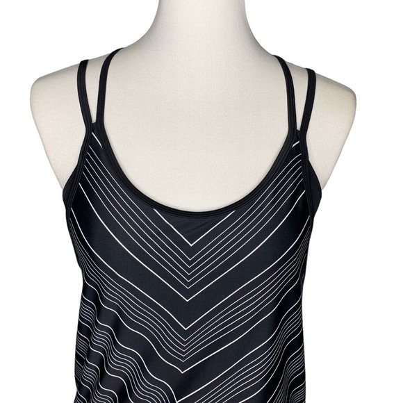 Athleta Blousy Chevron Tankini Top Size 32 B/C Black White Strappy Built In Bra - Picture 4 of 10